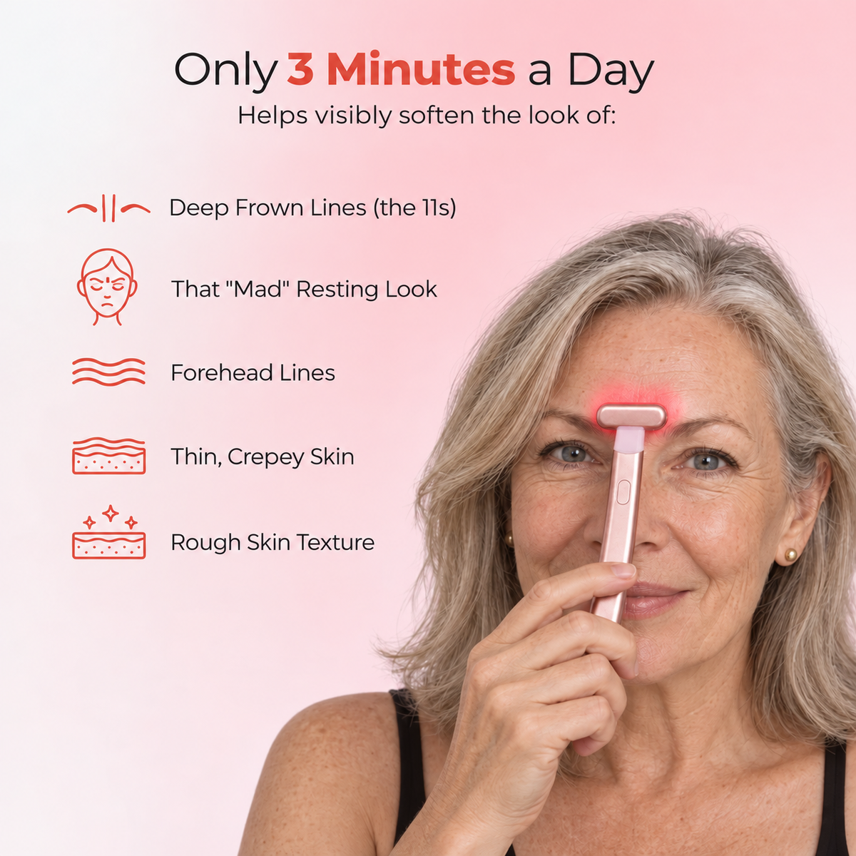 LumaLift™ Red Light Therapy Wand To Soften Frown Lines