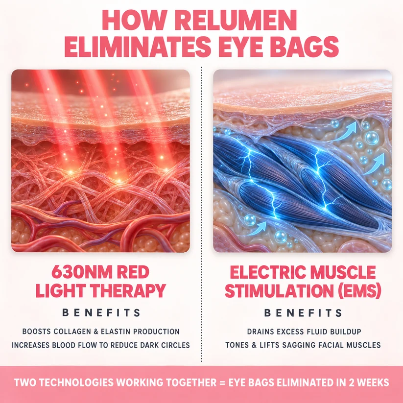 ReLumen® 2-in-1 Red Light Therapy + EMS To Erase Eye Bags